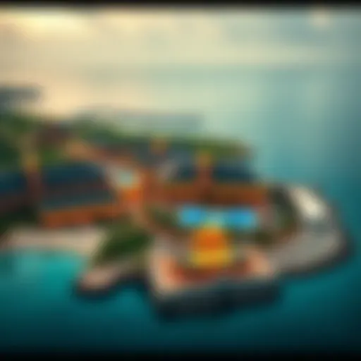 Stunning aerial view of an island resort with a vibrant casino