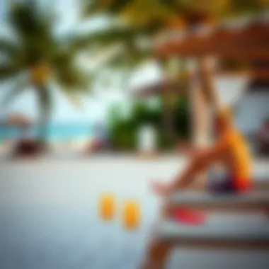 Beachside Leisure Activities at Island Resort Relaxing beachside scene showcasing leisure activities at an island resort