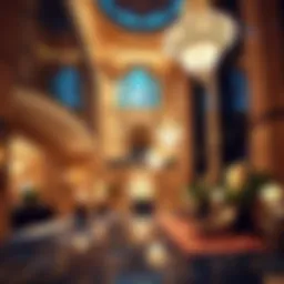 Luxurious hotel lobby with stunning architecture