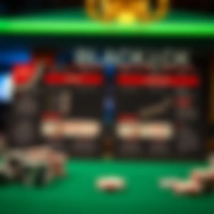 Graphical layout of blackjack rules and regulations