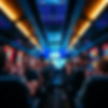 Luxury Bus Experience for Casino Enthusiasts Interior of a luxury bus filled with excited travelers