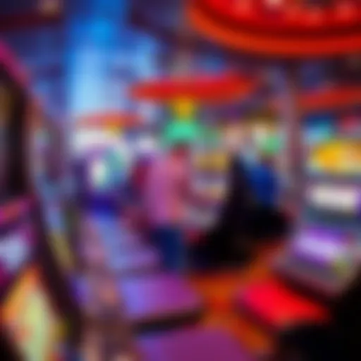 Dynamic display of various slot machines in a vibrant casino setting