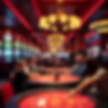 Engaging Casino Atmosphere A vibrant casino floor with players engaged in various games