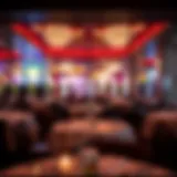 Elegant dining setup with a view of the casino floor