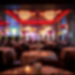 Elegant dining setup with a view of the casino floor