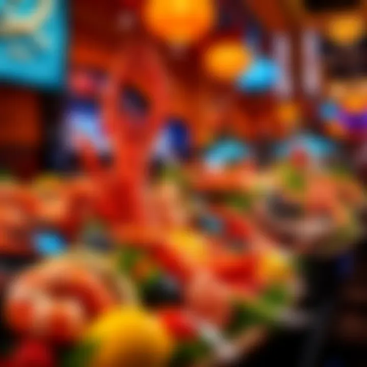 Vibrant seafood display at a Las Vegas buffet