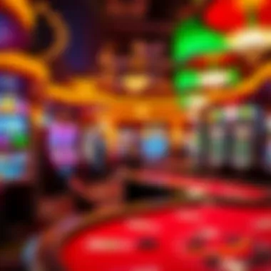 A vibrant view of the casino floor showcasing gaming tables and slot machines.