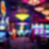 Colorful casino gaming floor with vibrant lights