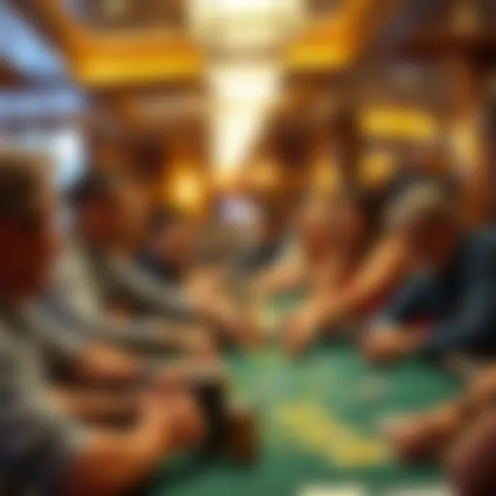 Group of friends enjoying a game at a poker table