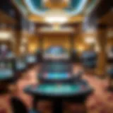 Elegant casino interior showcasing gaming tables