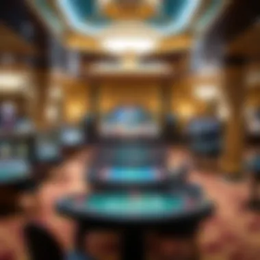 Elegant casino interior showcasing gaming tables
