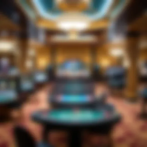 Elegant casino interior showcasing gaming tables