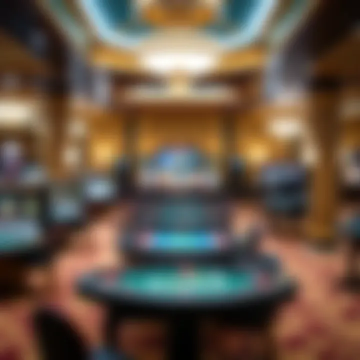 Elegant casino interior showcasing gaming tables