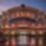 Vibrant casino exterior at dusk