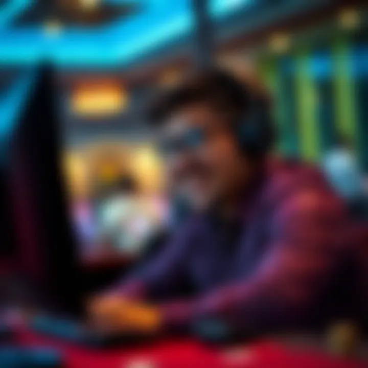 A gamer enjoying a casino game on a personal computer