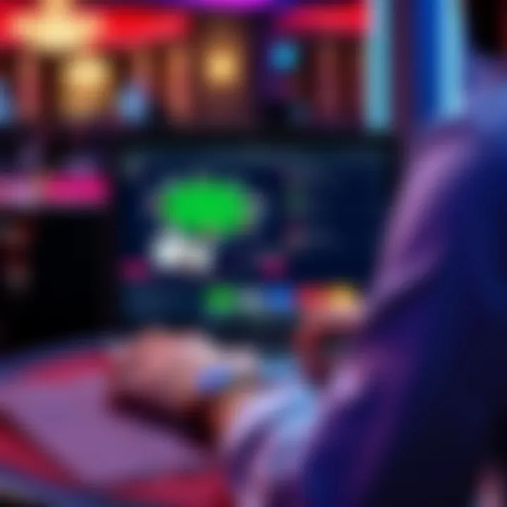 A user navigating through a free poker site on a laptop