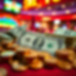 A vibrant illustration of cash prizes represented by sparkling coins and bills.