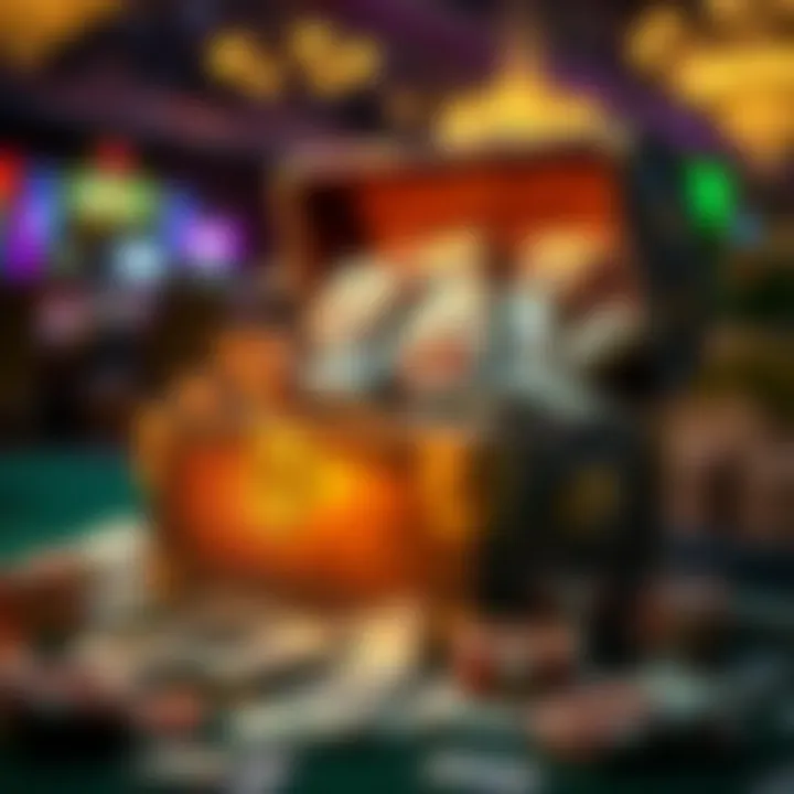 Treasure Chest of Sweepstakes Winnings A captivating visual of a treasure chest overflowing with cash and rewards symbolizing winnings.