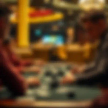 Engaging in Card Game Strategies A strategic card game setup with focused players