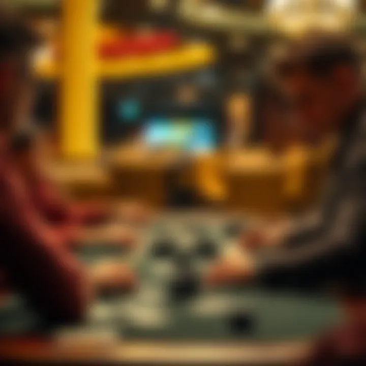 Engaging in Card Game Strategies A strategic card game setup with focused players