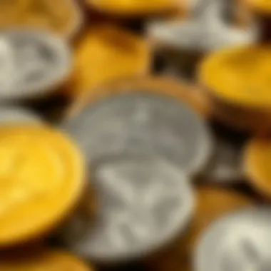 A close-up of gold and silver coins representing their historical context
