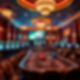 A luxurious live casino setting showcasing elegant gaming tables and vibrant atmosphere.