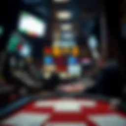 Inside view of a local bookie setting with betting slips and screens