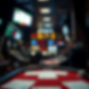 Local Bookie Interior Inside view of a local bookie setting with betting slips and screens