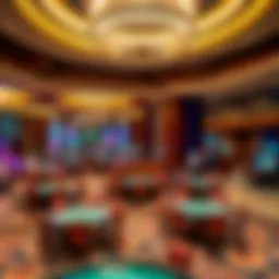 Luxurious lobby of a Marriott hotel featuring an elegant casino area