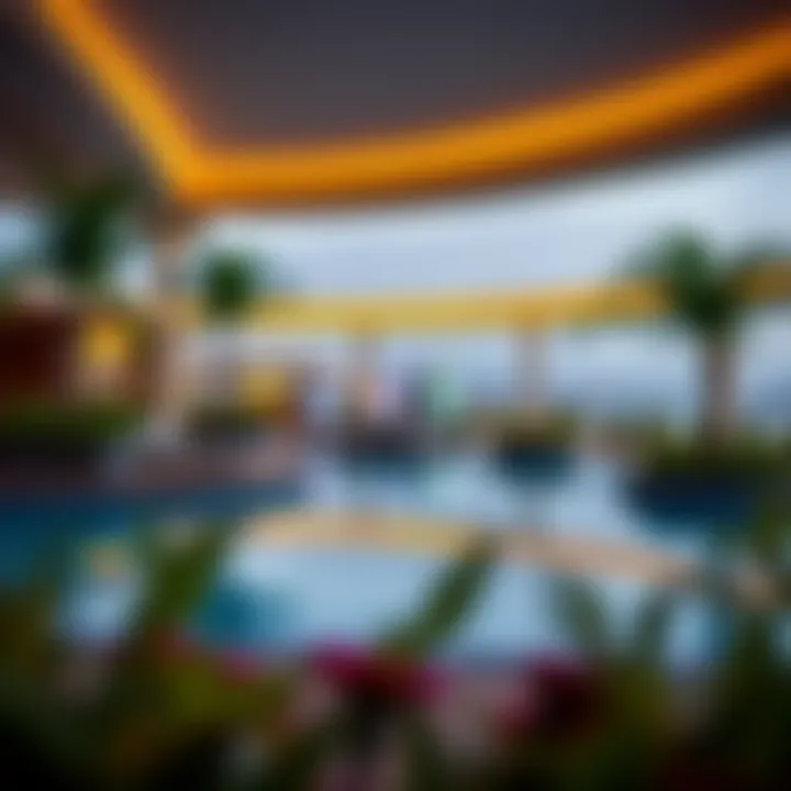 Tranquil Oasis: Poolside Retreat at Marriott Hotels Relaxing poolside area of a Marriott hotel with casino amenities in view