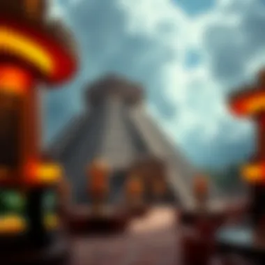 Fusion of Mayan Architecture and Casino Aesthetics Artistic representation of Mayan architecture and casino elements