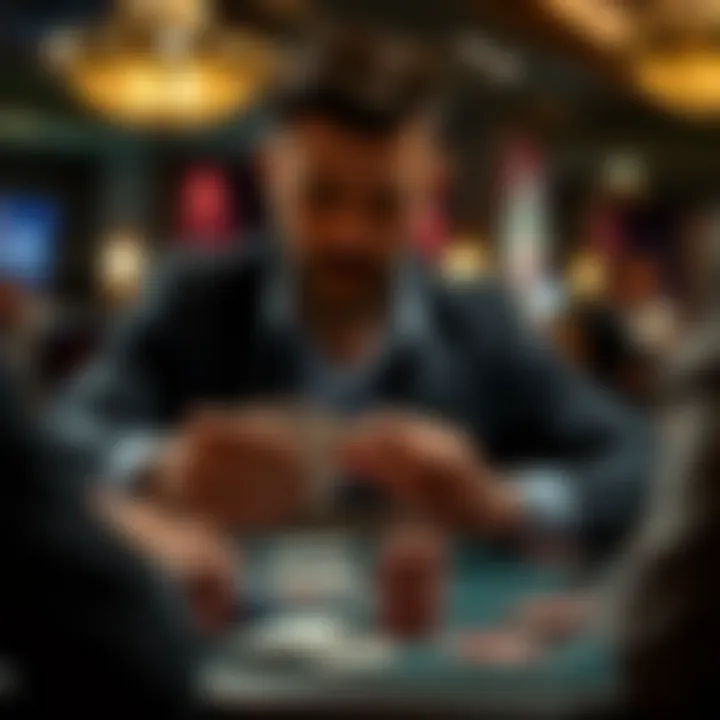 Player analyzing their cards in a No Limit Hold'em game