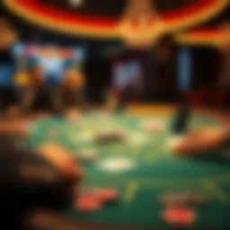 Virtual blackjack table with cards and chips