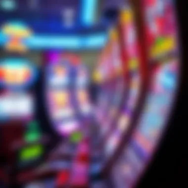 A close-up view of a virtual slot machine with engaging graphics