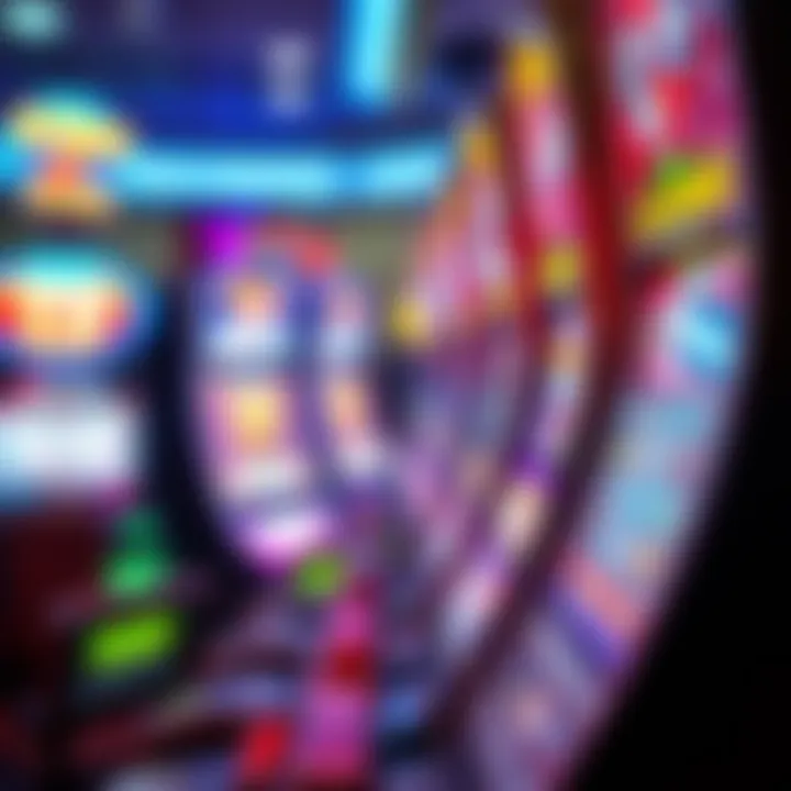 A close-up view of a virtual slot machine with engaging graphics