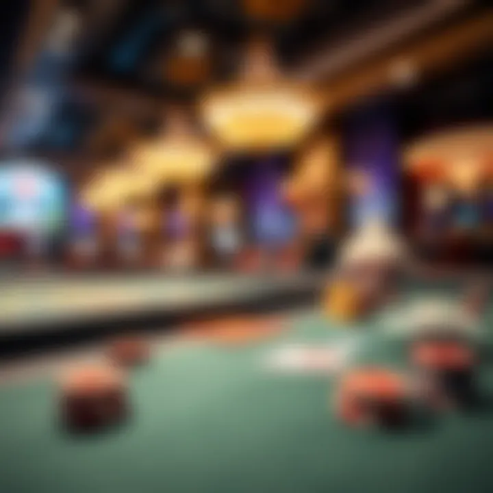 Luxurious Poker Table at Winstar A luxurious poker table featuring vibrant chips and cards