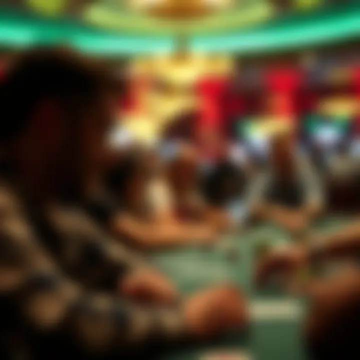 Exciting Tournament Atmosphere Exciting poker tournament atmosphere with players engaged