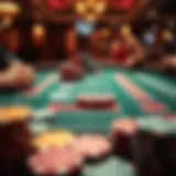 Strategic poker board with chips