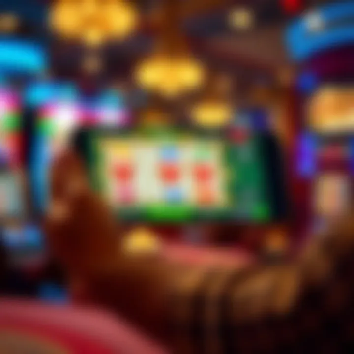 User engaging with a realistic slots application on a mobile device