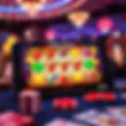 Realistic slots application interface showcasing vibrant graphics