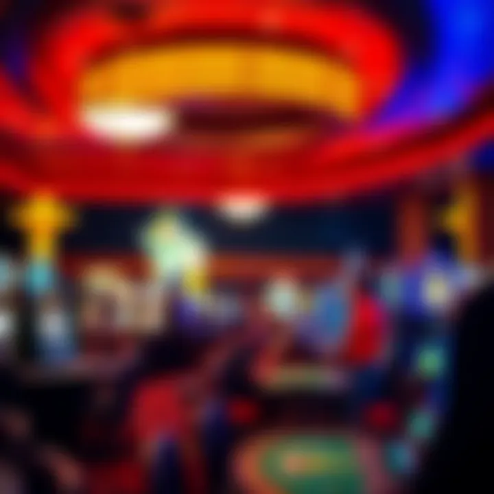 Vibrant Gaming Environment Inside gaming area with vibrant lighting and diverse gaming tables