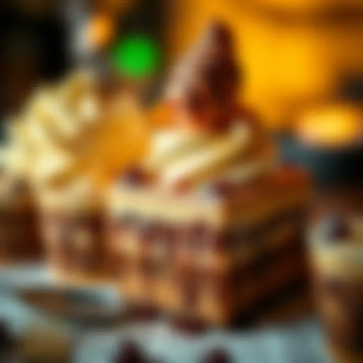 Decadent Dessert Delight A close-up of decadent dessert showcasing rich textures and flavors.