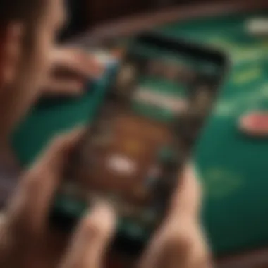 Dynamic Interface of a Texas Hold'em App Showcasing a dynamic Texas Hold'em gaming interface on a smartphone