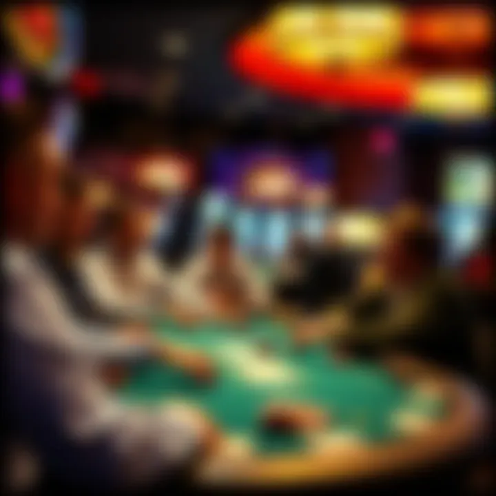 A vibrant atmosphere with players engaging in a lively poker game