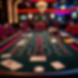 A detailed layout of a blackjack table highlighting the rules