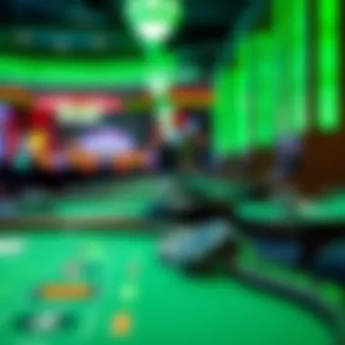 Vibrant Green-Themed Game Tables Close-up of green-themed casino game tables with vibrant colors