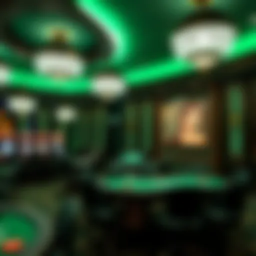 Luxurious Emerald Green Casino Interior A luxurious casino interior adorned with emerald green decor