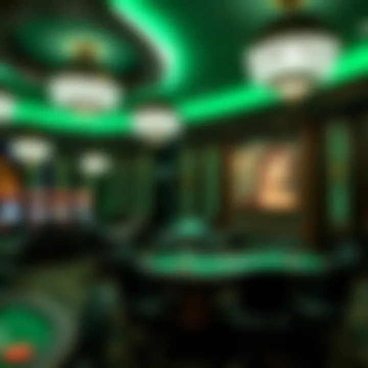 Luxurious Emerald Green Casino Interior A luxurious casino interior adorned with emerald green decor