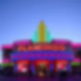 Exterior view of the Flamingo Casino showcasing its vibrant facade