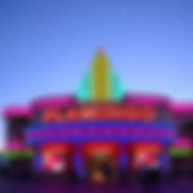 Vibrant Facade of Flamingo Casino Exterior view of the Flamingo Casino showcasing its vibrant facade